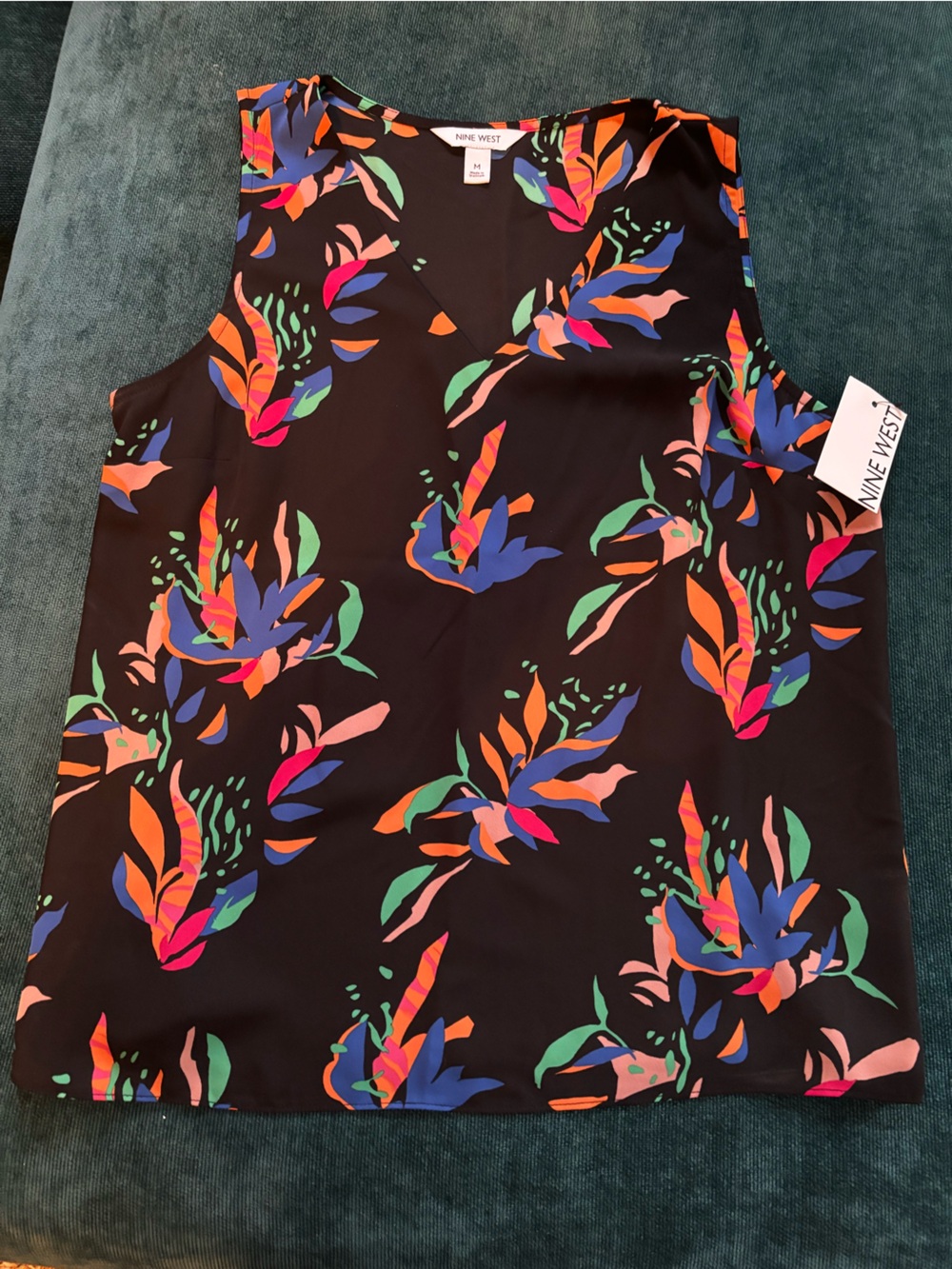 Nine West Women’s Black Floral Print Dress Tank NV